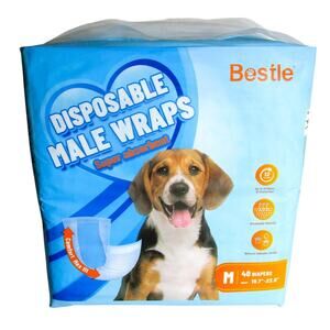 Bestle Disposable Male Dog Wraps Size Med 19-23 inch Waist Absorbent Belly Bands